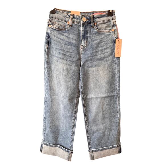 New BLANK NYC The Mini Frankin Girls Blue Denim Ribcage Wide Leg Jeans Size 8 - Picture 1 of 5